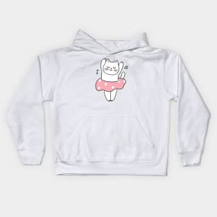 CUTE GIRL CAT DANCING With Music Notes Kids Hoodie